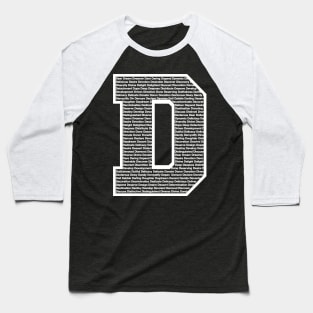 D White Baseball T-Shirt